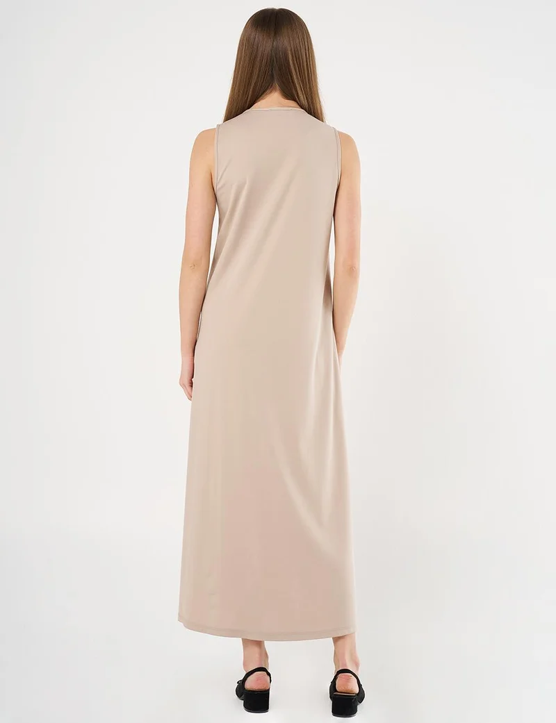 Kayra Crew Neck Jersey Dress Stone