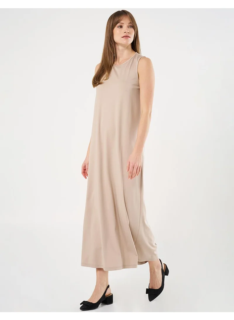 Kayra Crew Neck Jersey Dress Stone