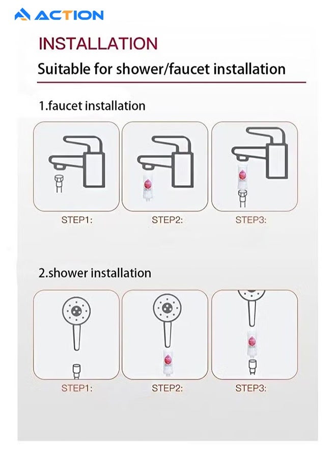أكشن عبوة من فلتر استحمام بفيتامين سي، فلتر رأس الدش لإزالة رواسب الكلور والفلورايد، ينقي الماء بالخرز، يساعد في علاج جفاف الجلد وتساقط الشعر، سهل التركيب (اللافندر والتوت الأزرق) - Image 5