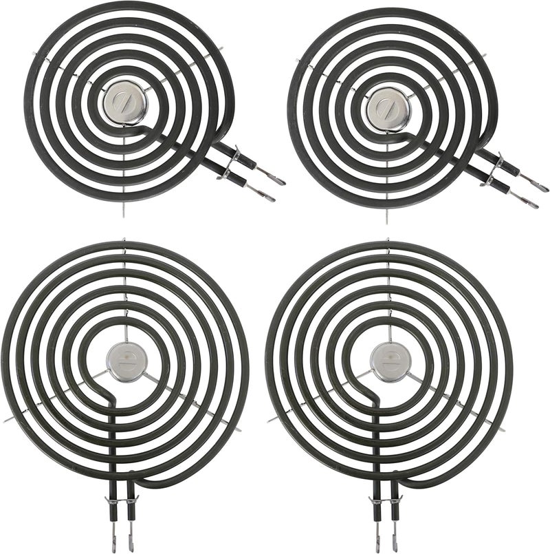 Kitchen Basics 101 WB30M1 WB30M2 Replacement Range Stove Top Surface Element Burner Kit for GE and Hotpoint, 4 Pack Includes 2 WB30M1 (6") and 2 WB30M2 (8"), 2912, 340523, 243867, WB30M0001 - Image 1