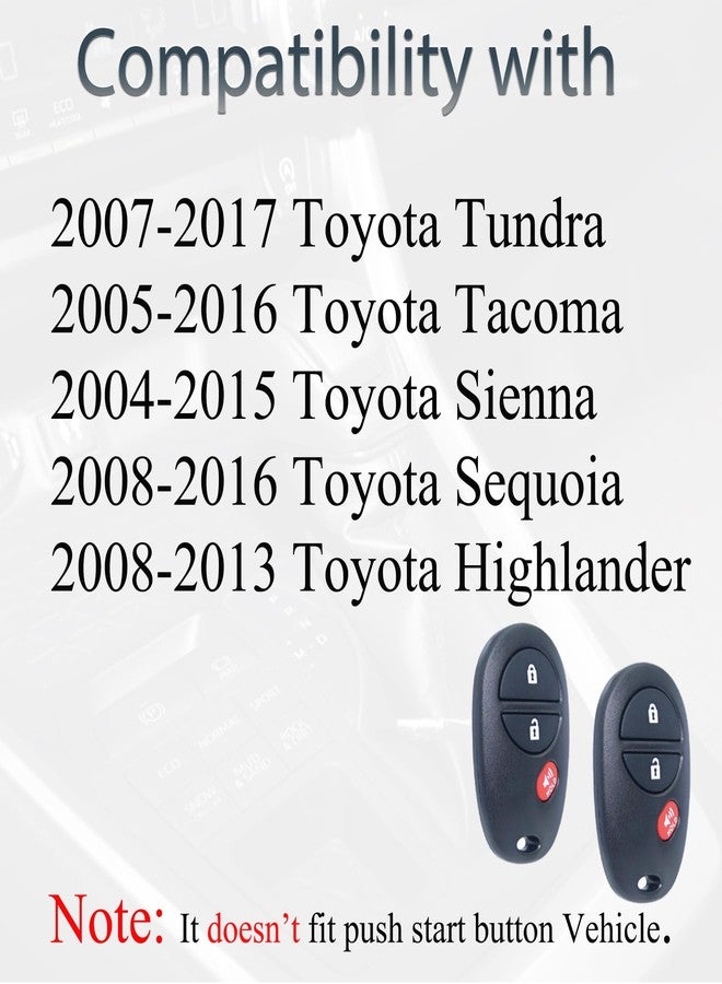 SUPALAND Key Fob Keyless Entry Fits for Toyota 2007-2017 Tundra /2005-2016 Tacoma / 2008-2013 Highlander / 2004-2015 Sienna /2008-2016 Sequoia Remote Control Replacement GQ43VT20T 89742-AE010 3 Buttons - Image 2