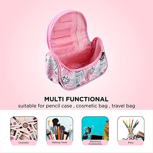 NFI essentials Makeup Pouch Floral Print Cosmetic Pouch Vanity Case Jewellery Pouch Stationery Pencil Case Travel Organiser Travel Pouch Bridal Gift - Image 3