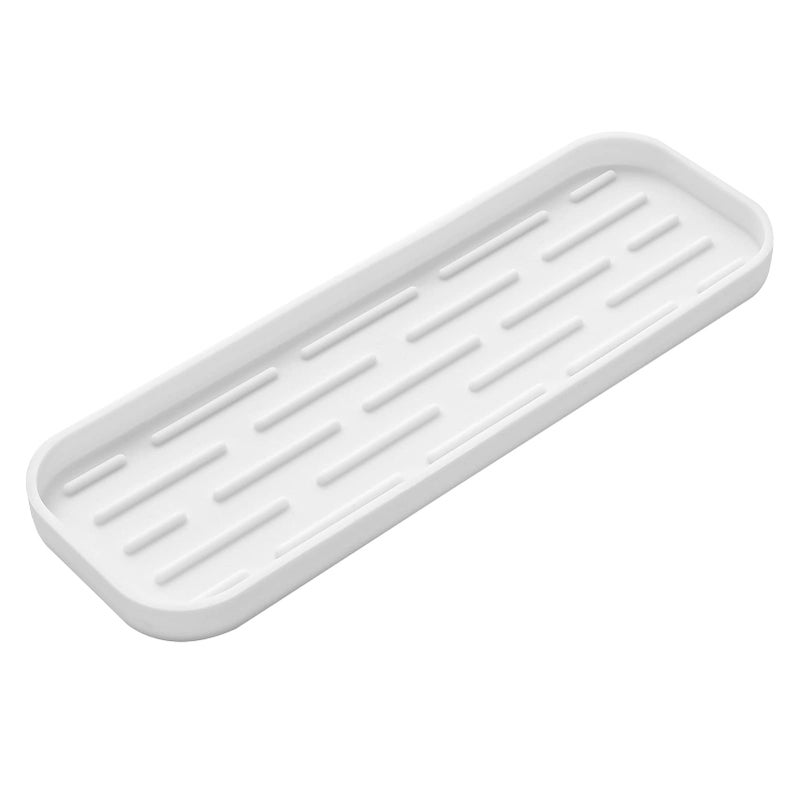 MicoYang Silicone Kitchen Sink Organizer Tray for Multiple UsageEcoFriendly Sponges Holder for Kitchen Bathroom Counter or SinkDish Soap DispenserScrubberBottleCup White 124