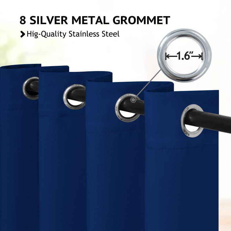 COSVIYA Grommet Blackout Room Darkening Royal Blue Curtains 84 inch Length 2 Panels Thick Polyester Light Blocking Insulated Thermal Window Curtain Drapes for Bedroom/Living Room 52x84 inches - Image 2