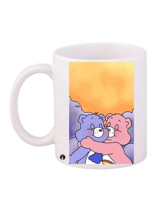 RYN Cartoon Bears Printed Coffee Mug White/Pink/Blue 11ounce