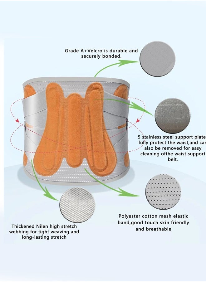 Bukela Back Brace with 3pcs Waist Pads, Men Women Lower Back Pain Back Support Belt for Sciatica Hernated Disc Scoliosis Sprain Work Waist, Support Belt Portable Back Brace for Jogging Squatting Powerlifting  - Image 2