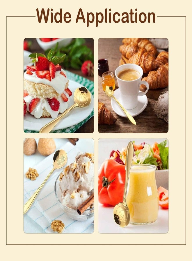YATNAT IMPEX Golden Dessert Spoon Set Cutlery Kitchen Tableware Stainless Steel Gold Flower Shape Different Cute Coffee Tea Spoon Cafe Bar - Image 4