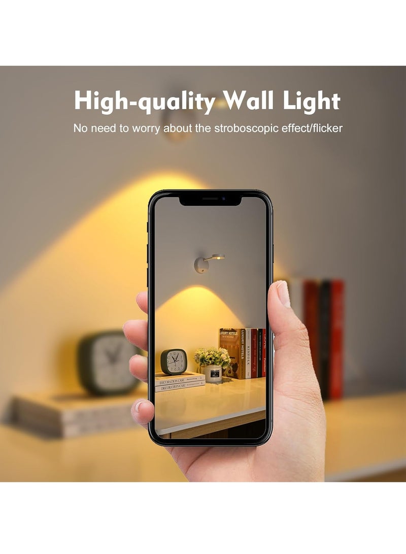 Rechargeable Motion Sensor Picture Light, Spotlight Painting Light, LED Wall Light, Night Light, 3 Colors and Dimmable 360° Rotation with Remote Control (White)