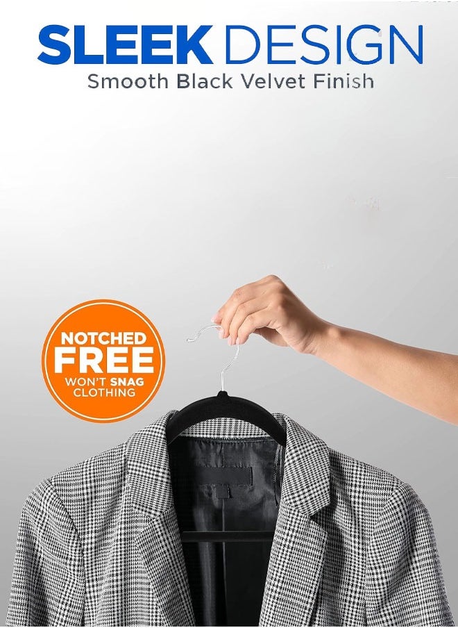 D'HOME 100-Pcs Non-Slip Velvet Hangers - Suit Hangers Ultra Thin Space Saving 360 Degree Swivel Hook Strong and Durable Clothes Hangers Hold Up-to 10 Lbs (100, BLACK)  - Image 2