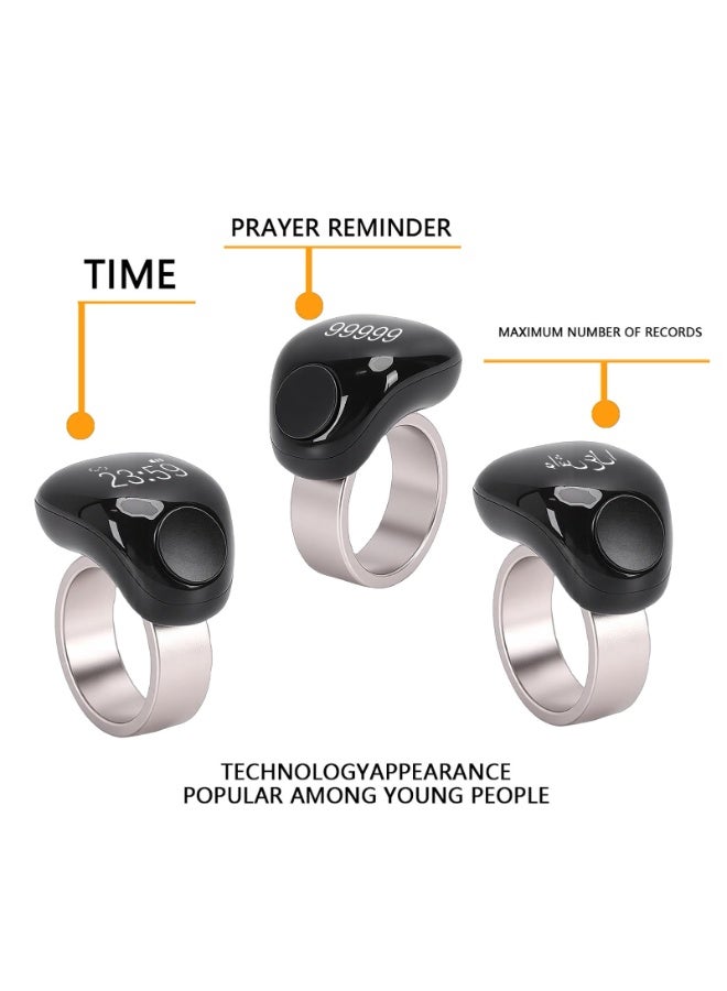 Smart Zikr Ring, Tasbeeh Counter Titanium Alloy Bluetooth 5 Prayer Time Reminder Vibration Alert IP67 Waterproof OLED Display Digital Tally Clicker for (20mm and 22mm) - Image 2