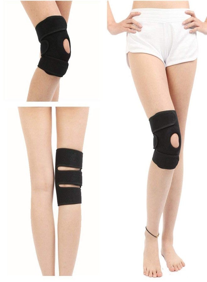 TIMA Adjustable Neoprene Knee Cap Support Brace Pair for Sports, Gym, Running, Arthritis, Joint Pain Relief, and Protection for Men and Women (Black) (Pack of 2) - Image 4
