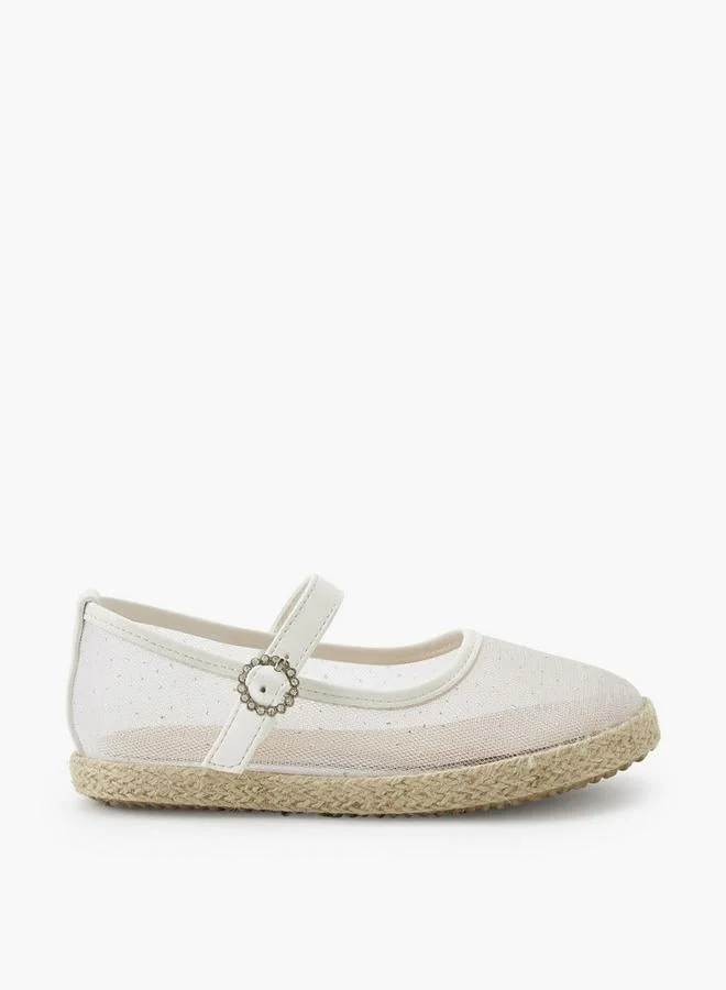 ببرمنة Girls Hook & Loop Espadrille Mary Jane Shoes
