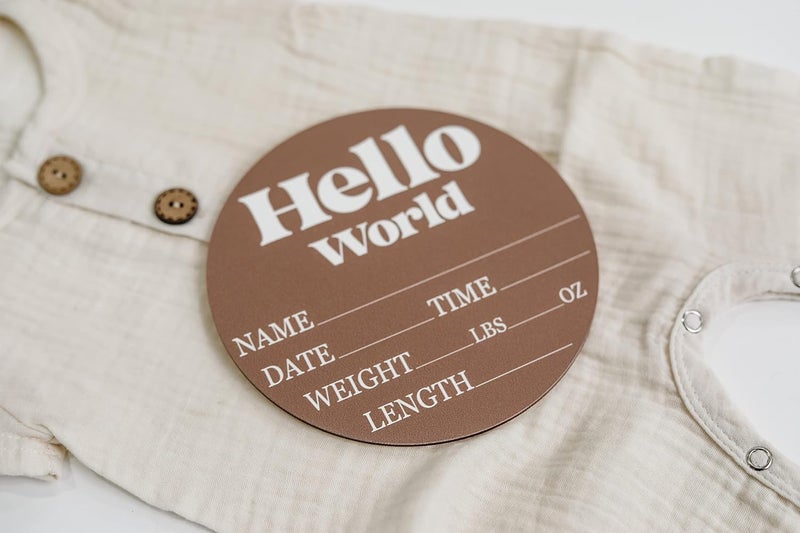 ARS Graphics ARS® Hello World Baby Announcement Sign - 6" Circle Board for Newborns - Image 5