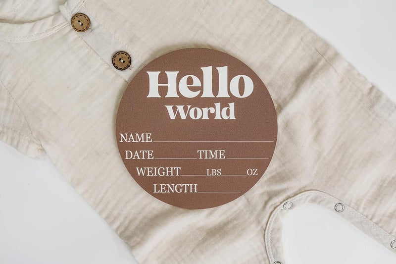 ARS Graphics ARS® Hello World Baby Announcement Sign - 6" Circle Board for Newborns - Image 3