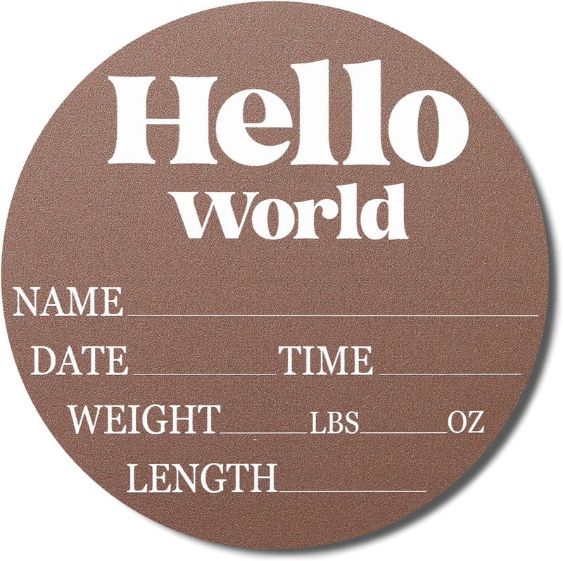 ARS Graphics ARS® Hello World Baby Announcement Sign - 6" Circle Board for Newborns - Image 1