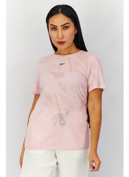 Reebok Women Sportswear Fit Short Sleeve Burnout T-shirt, Pink  - Image 1