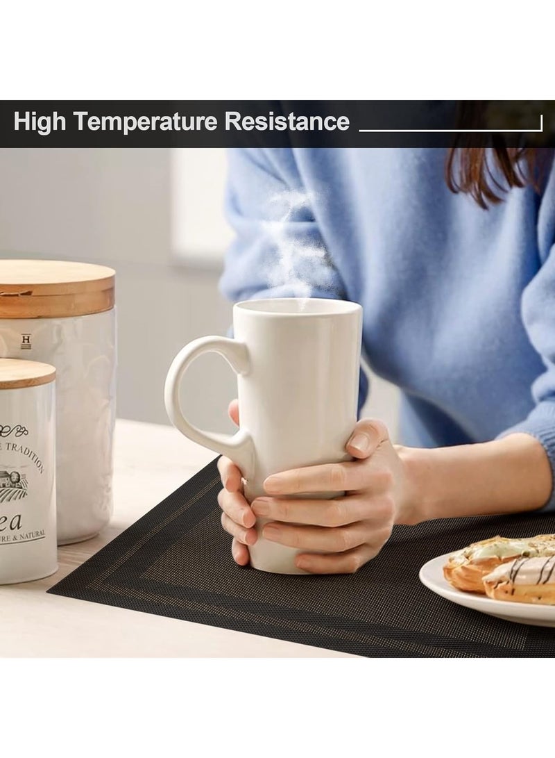 FASHION HOME أغطية طاولة للمطبخ طاولة الطعام مقاومة للحرارة مضادة للانزلاق قابلة للغسل أغطية طاولة PVC سهلة التنظيف أغطية عشاء من الفينيل المنسوجة 4/6 عبوات - Image 3