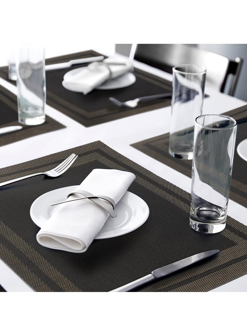 FASHION HOME أغطية طاولة للمطبخ طاولة الطعام مقاومة للحرارة مضادة للانزلاق قابلة للغسل أغطية طاولة PVC سهلة التنظيف أغطية عشاء من الفينيل المنسوجة 4/6 عبوات - Image 5