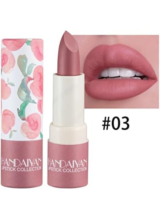 3 Pcs Matte Nude Lipstick Set, Velvet Lip Gloss, Nude Lip Stain Paper Tube Lipsticks, Non Stick Cup Waterproof Long Lasting Matte Lipstick for Women Daily Gift - Image 4