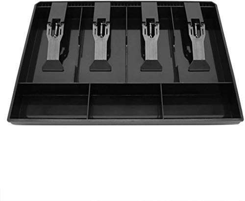 SUKHAD ABS Plastic Cash Drawer with 4 Cash and 3 Coin Organizer for Supermarket, 32.2 x 3.5 x 24.5 CM, Black - Image 4