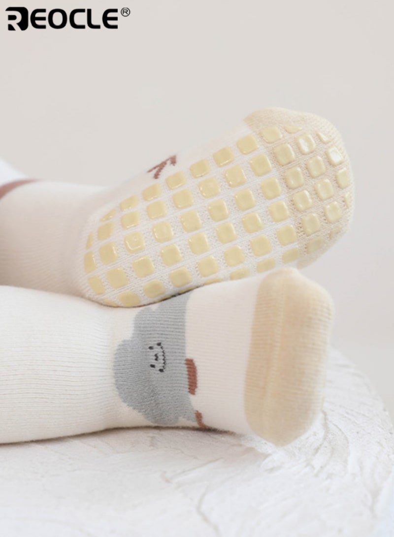 REOCLE Baby's Non-Slip Socks with Gripper Sole and Soft Cuff Design Learning Walking Socks with Loose Fit for Infants Toddlers - Image 2