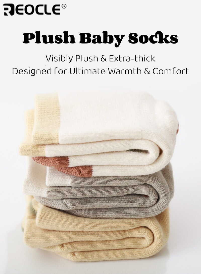 REOCLE Baby's Non-Slip Socks with Gripper Sole and Soft Cuff Design Learning Walking Socks with Loose Fit for Infants Toddlers - Image 2