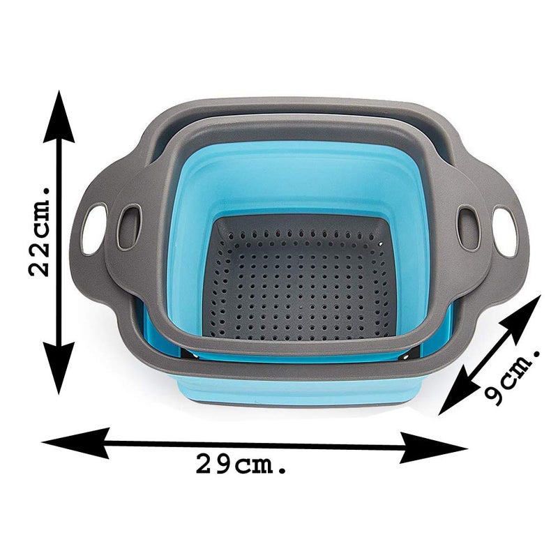 Whitecloud TRANSFORMING HOMES Whitecloud TRANSFORMING HOMES 2 in 1 Washing Bowl Folding Vegetable Filter Basket Blue Color 8111  - Image 4