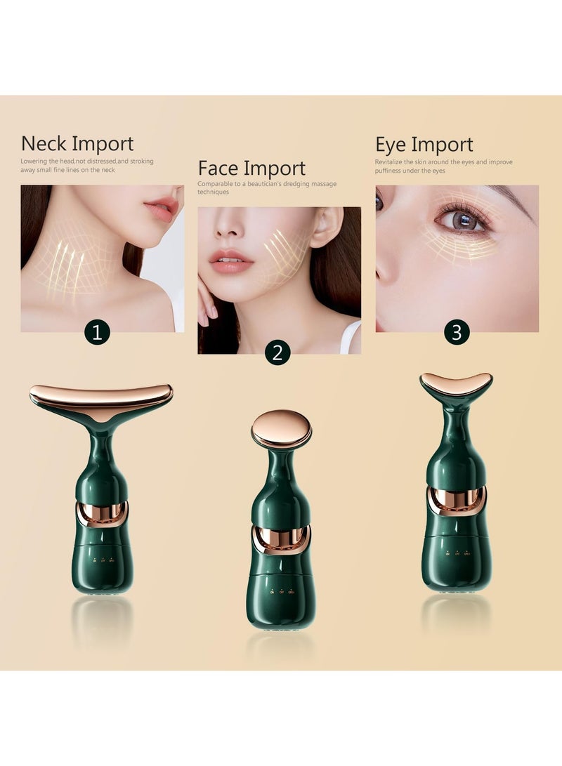 Electric Facial Massager for Glowing Skin, 3 in 1 Anti-Wrinkle Face, Neck and Eye Massager, Anti-Aging Face Lifting Device, Skin Tightening and Slimming Face, Multifunctional Neck and Face Massager for Skin Care - Image 2