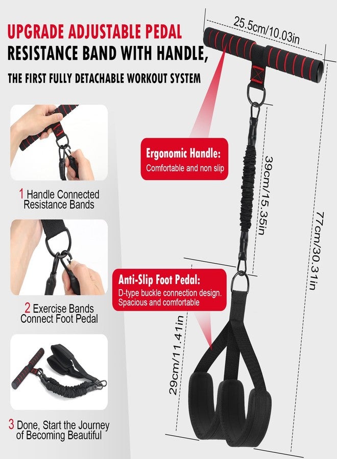 HUIJUTCHEN Pedal Resistance Band with Handle,Upgraded Multifunction Exercise Equipment,3 Tube Adjustable Resistance Bands for Women,Durable Pedal Puller for Arm,Abdomen,Leg Core/ABS,Physical Therapy - Image 2