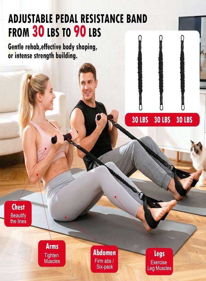HUIJUTCHEN Pedal Resistance Band with Handle,Upgraded Multifunction Exercise Equipment,3 Tube Adjustable Resistance Bands for Women,Durable Pedal Puller for Arm,Abdomen,Leg Core/ABS,Physical Therapy - Image 3