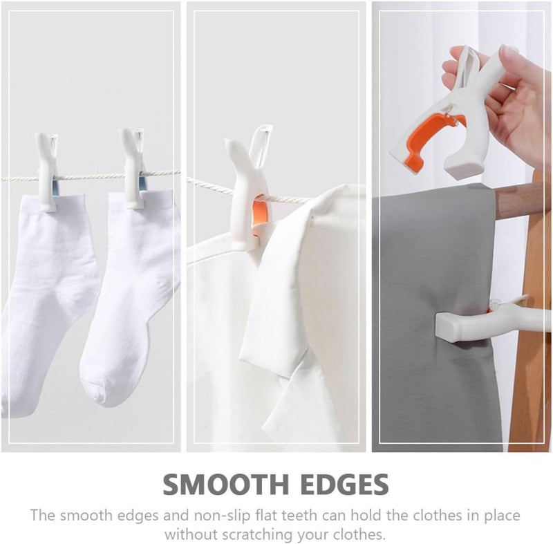 4pcs Cartoon Bunny Clothes Clips Windproof Laundry Clips Bed Sheet Fastener Clamp for Outdoor and Home Use, Blue and Orange - Image 5
