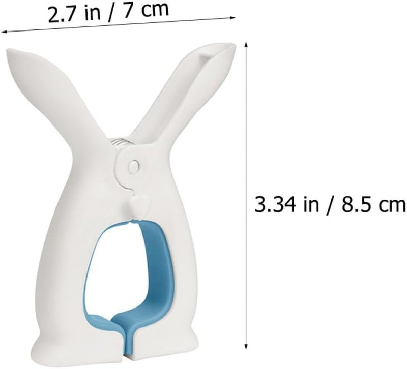 4pcs Cartoon Bunny Clothes Clips Windproof Laundry Clips Bed Sheet Fastener Clamp for Outdoor and Home Use, Blue and Orange - Image 2