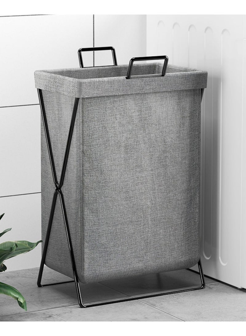 50L  Laundry Basket with Stainless Steel Frame, Foldable Collapsible Waterproof Laundry Basket, Laundry Hamper Bag Washing Bin Clothes Bag Organizer Storage Basket - Image 1