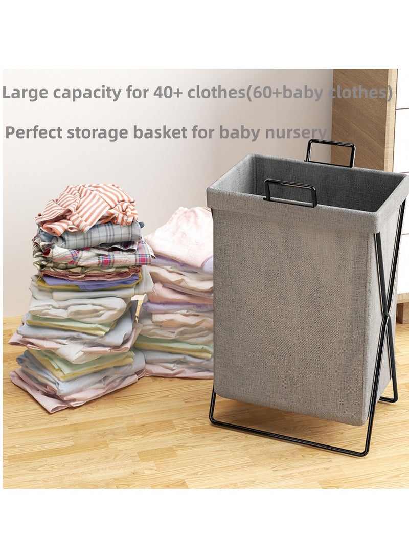 50L  Laundry Basket with Stainless Steel Frame, Foldable Collapsible Waterproof Laundry Basket, Laundry Hamper Bag Washing Bin Clothes Bag Organizer Storage Basket - Image 4