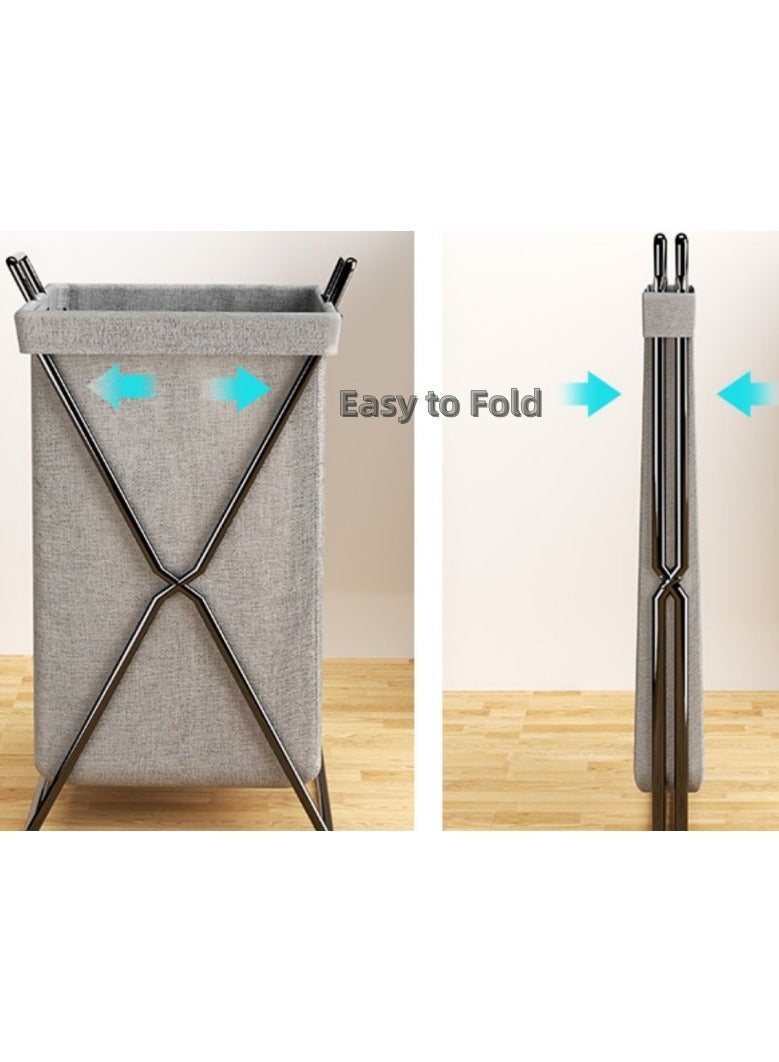 50L  Laundry Basket with Stainless Steel Frame, Foldable Collapsible Waterproof Laundry Basket, Laundry Hamper Bag Washing Bin Clothes Bag Organizer Storage Basket - Image 3