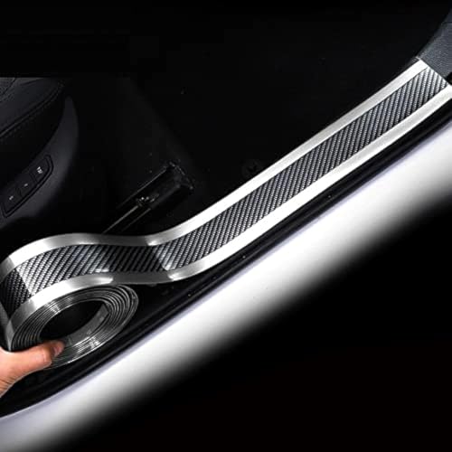 AutoBizarre Car Anti-Scratch Anti-Collision Door Entry Sill Guard Paint Protection Bumper Guard Black Carbon Fiber Rubber Tape with Silver Chrome for All Cars - 5 Cm x 2.5 Meters - Image 1