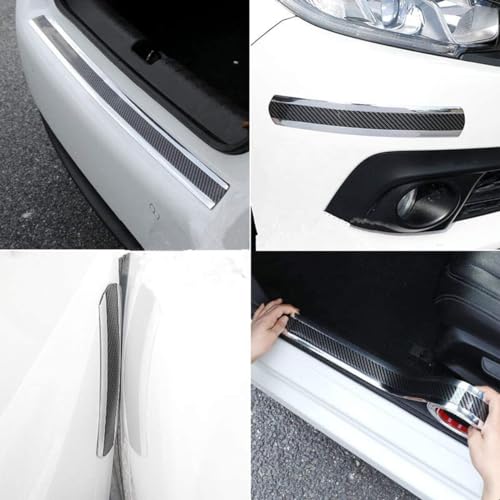 AutoBizarre Car Anti-Scratch Anti-Collision Door Entry Sill Guard Paint Protection Bumper Guard Black Carbon Fiber Rubber Tape with Silver Chrome for All Cars - 5 Cm x 2.5 Meters - Image 3