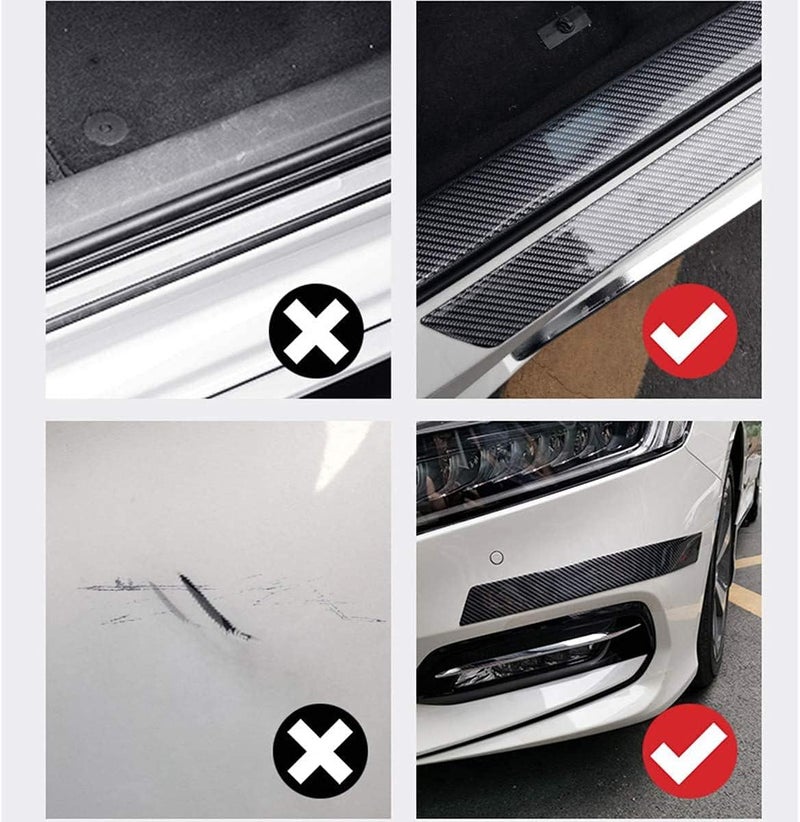 AutoBizarre Car Anti-Scratch Anti-Collision Door Entry Sill Guard Paint Protection Bumper Guard Black Carbon Fiber Rubber Tape with Silver Chrome for All Cars - 5 Cm x 2.5 Meters - Image 5