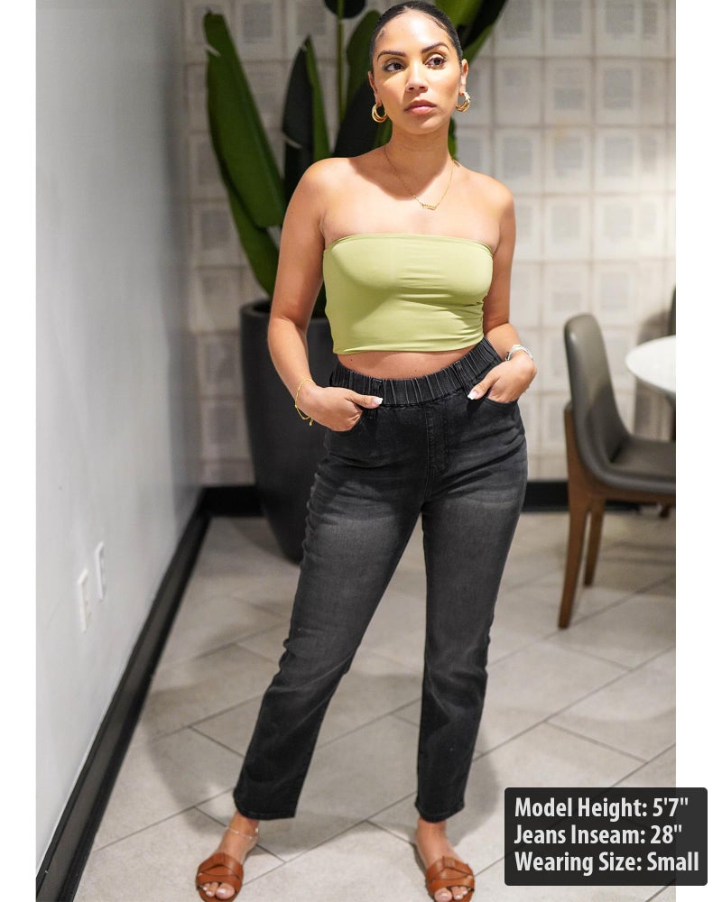 GRAPENT Trendy Clothes for Women Women Jeans High Waisted Elastic Waist Going Out Pants Elastic Jean Pants Stretchy Trendy Casual for Fall and Winter Color Washed Black X-Large Size 16 Size 18 - Image 4