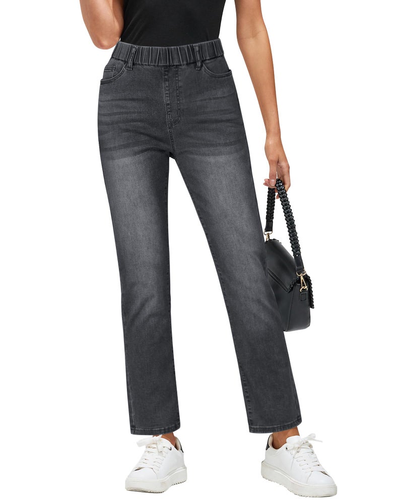 GRAPENT Trendy Clothes for Women Women Jeans High Waisted Elastic Waist Going Out Pants Elastic Jean Pants Stretchy Trendy Casual for Fall and Winter Color Washed Black X-Large Size 16 Size 18 - Image 1