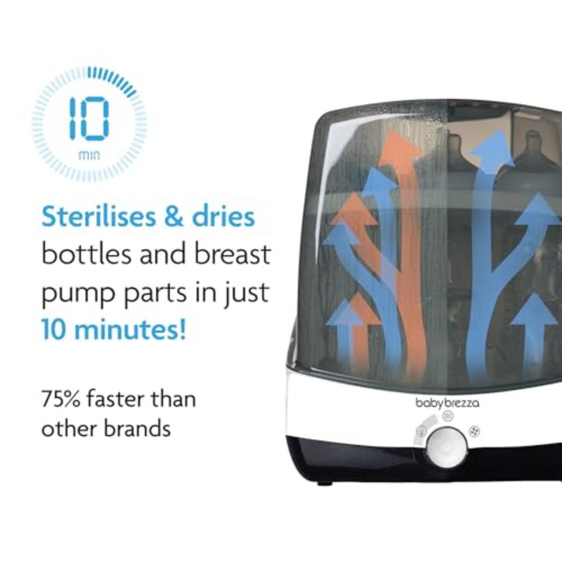Baby Brezza 10 Minute Baby Bottle Sterilizer + Dryer - Superfast Electric Steam Sterilization - Universal Sterilizing for All Bottles, Pacifiers + Breast Pump Parts - Image 2
