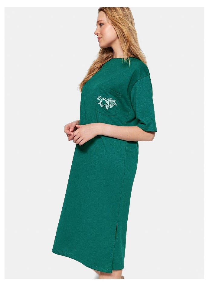 trendyol Embroidered Relaxed/Casual Cut Crew Neck Midi Knit Dress TWOSS21EL0175  - Image 1