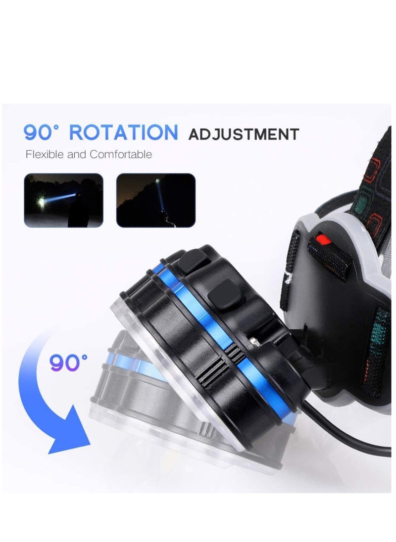 SYOSI Rechargeable Headlamp, 8 LED 18000 High Lumen Bright Head Lamp with Red Light, Lightweight USB Head Light, 8 Mode Waterproof Head Flashlight for Outdoor Running Hunting Hiking Camping Gear  - Image 3