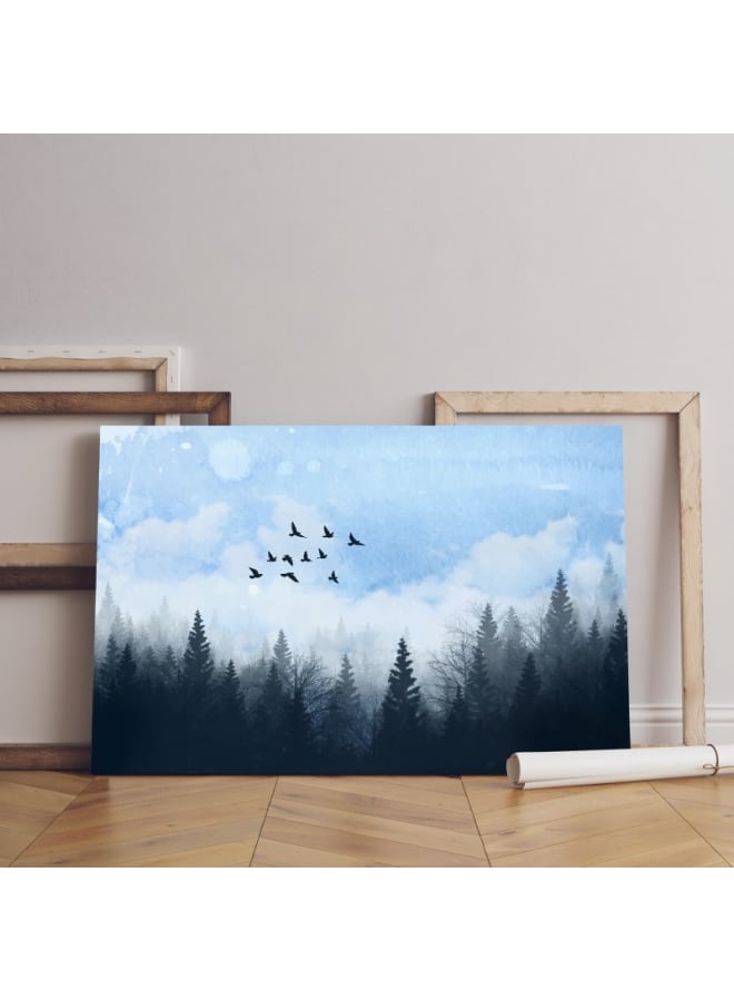 هوم جاليري لوحة فنية مطبوعة على قماش لمنظر طبيعي لغابة ضبابية، مقاس 120×80 - Image 3