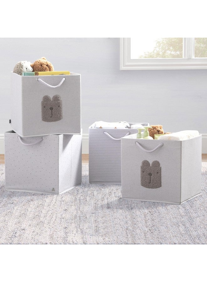 Delta Children Gap babyGap 4-Pack Brannan Bear Fabric Storage Bins with Handles, Grey - Image 2