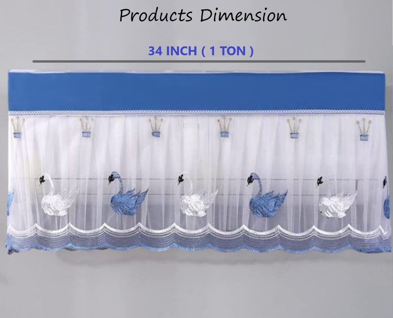 DARSHANAM WORLD Jacquard Premium Work Indoor AC Dust Protection Cover Designer Summer Ac Cover for (small size) 1 Ton (34 X 12 X 9 inch ) (BLUE DUCK 1) - Image 4