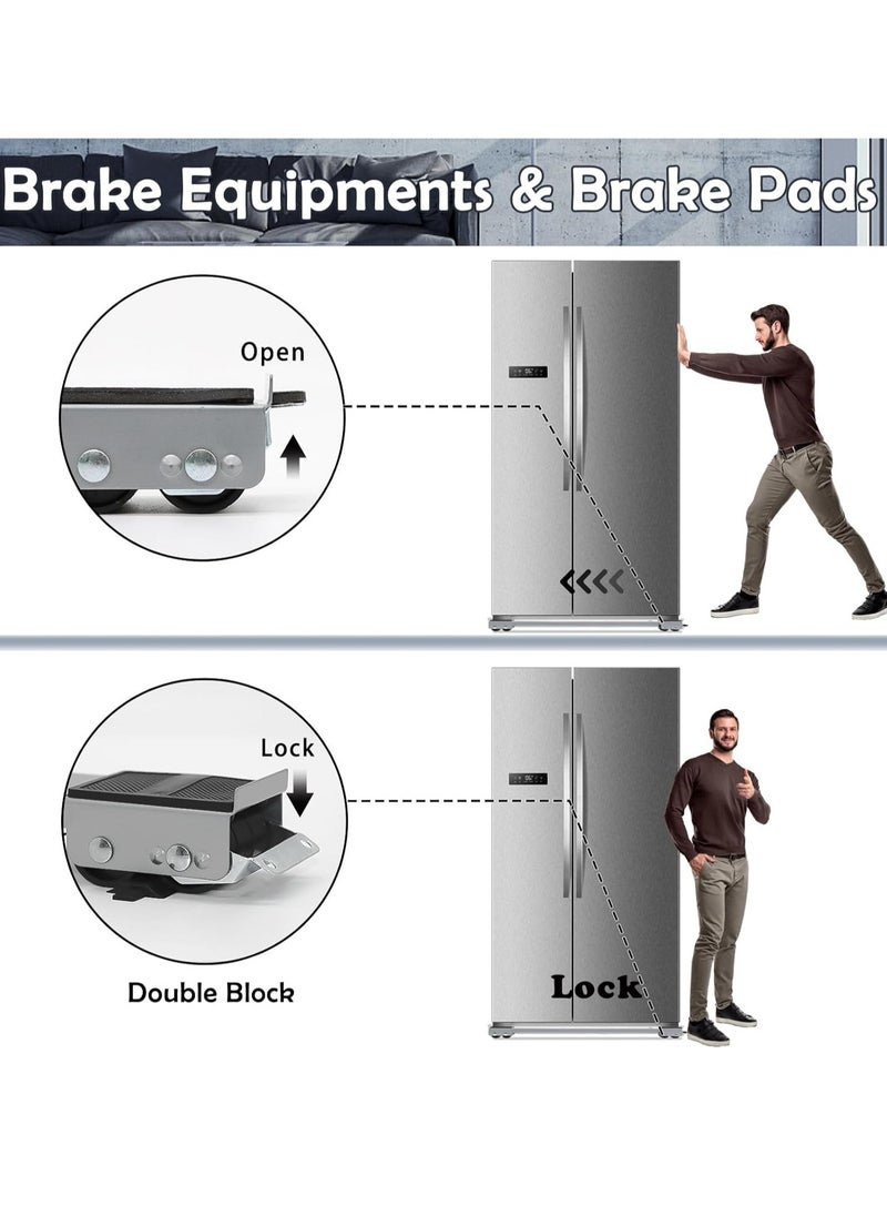 بيوينتي Universal Extendable Furniture Appliance Rollers with 24 Rollers  Brakes – Strong Mover Tools for Washing Machines, Refrigerators, Dryers, Heavy-Duty Base, Bearing, Grey  - Image 4