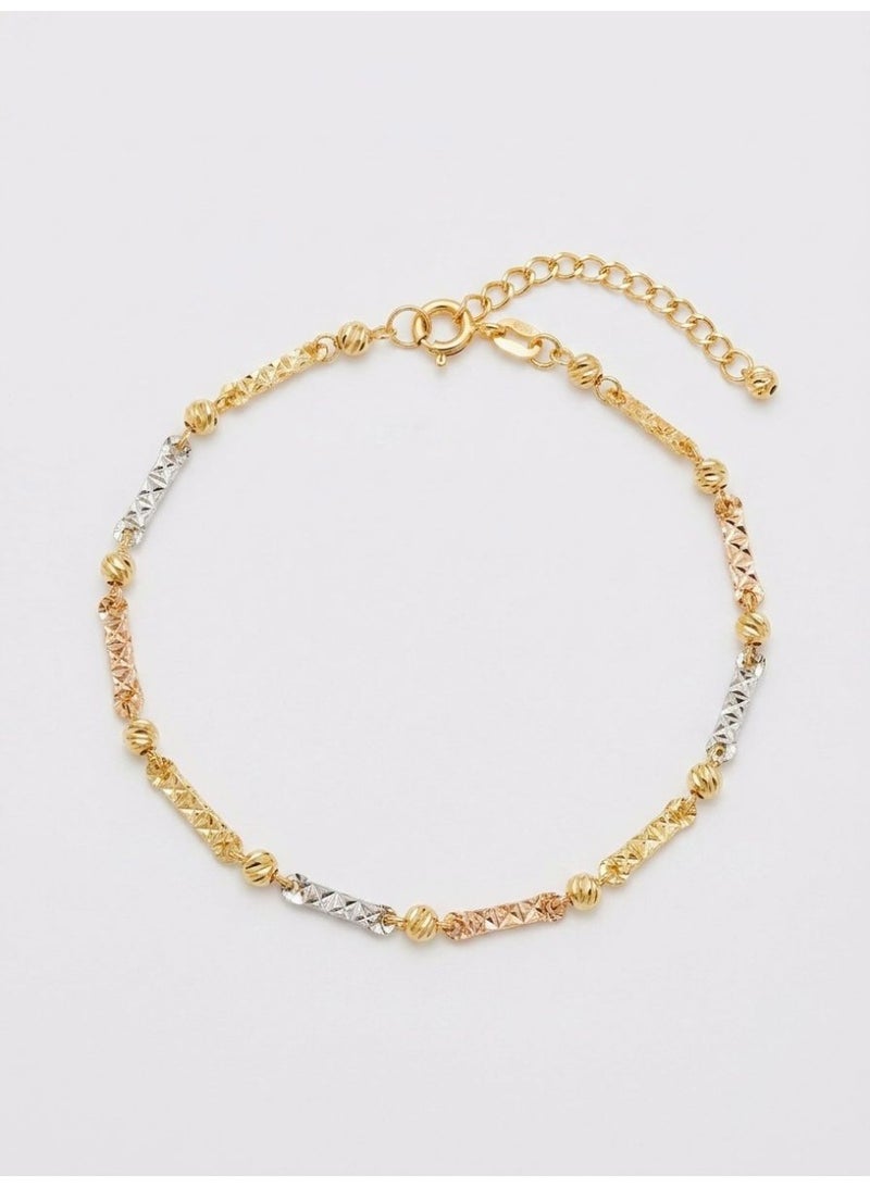 The Intermix Gems Gold Tricolor Textured Bead Bracelet 18K - Image 1