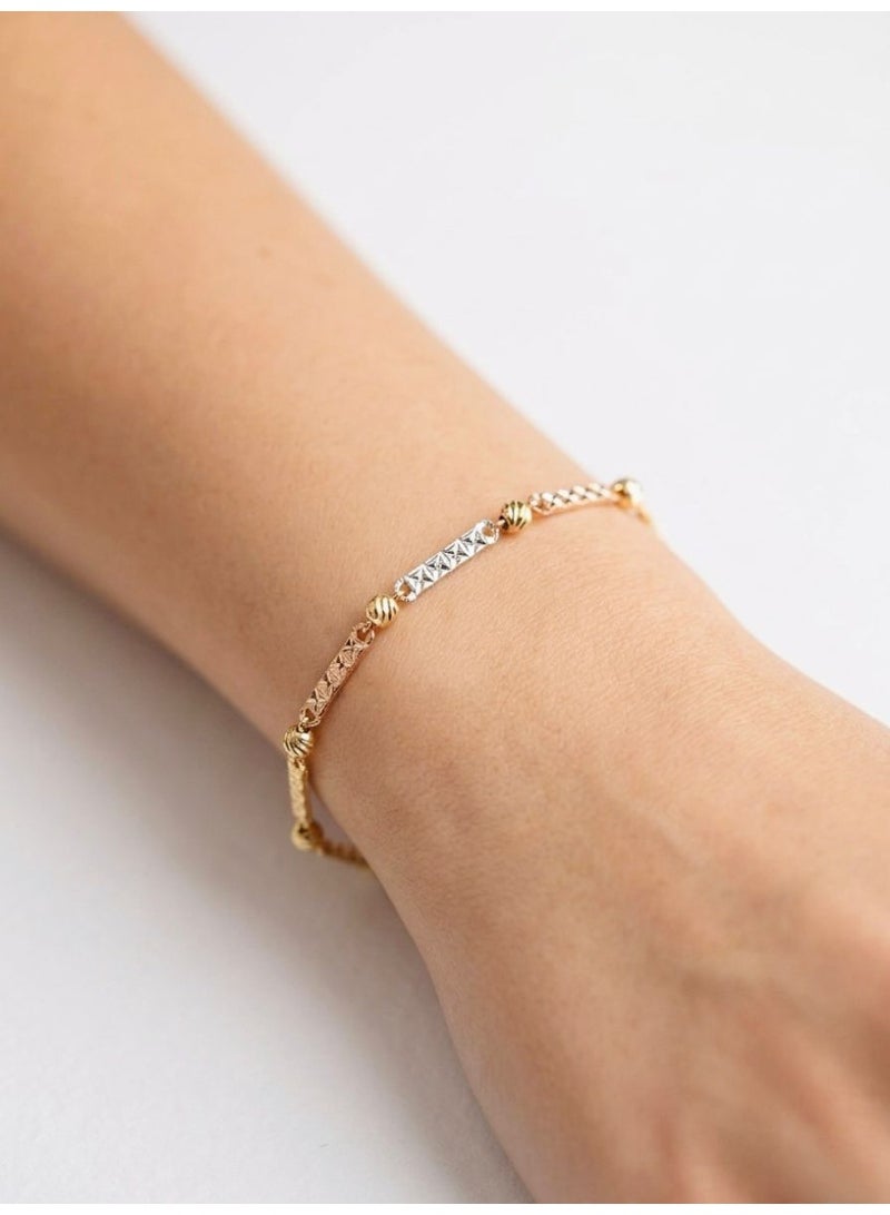 The Intermix Gems Gold Tricolor Textured Bead Bracelet 18K - Image 4