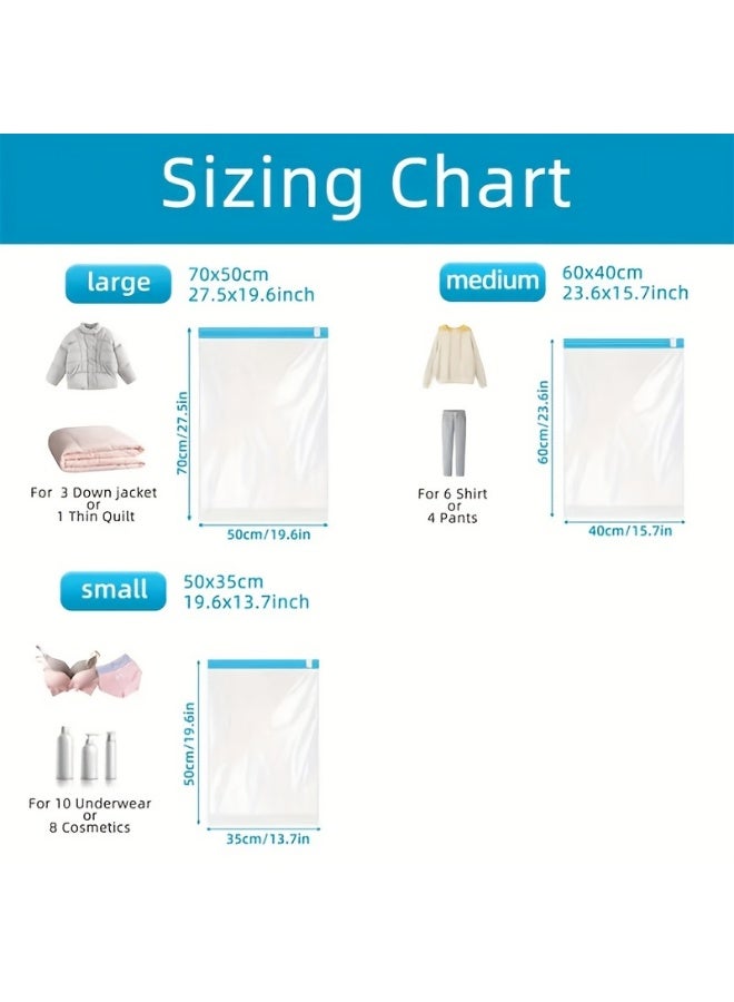 حقيبة تخزين مفرغة من 9 قطع، حقيبة ضغط للسفر موفرة للمساحة، متعددة الأغراض، سحاب، مناسبة للأمتعة والرحلات البحرية وأساسيات التخييم، قابلة لإعادة الاستخدام وسهلة التعبئة (3 كبيرة + 3 متوسطة + 3 صغيرة) - Image 2